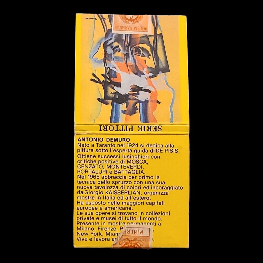Rare Vintage Matchbook Artwork by Italian Artist Antonio DeMuro Made‎ In Italy